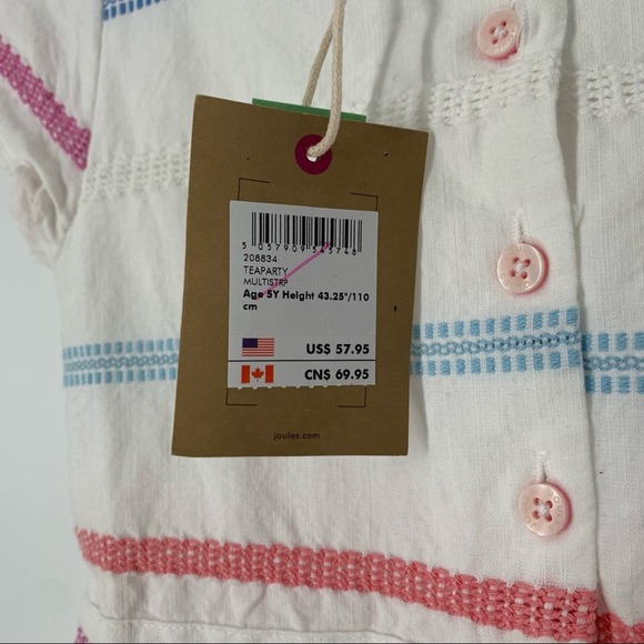 Joules Tea Party Multi Stripe Girls Size 5 Years NWT - Picture 13 of 13